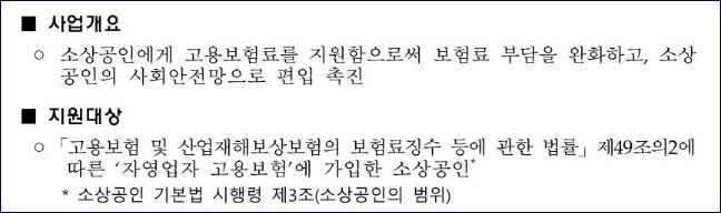 소상공인 고용보험료 지원 대상, 내용, 신청방법