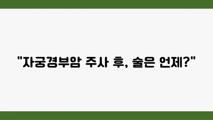 자궁경부암 주사 맞고 술 음주 언제부터?