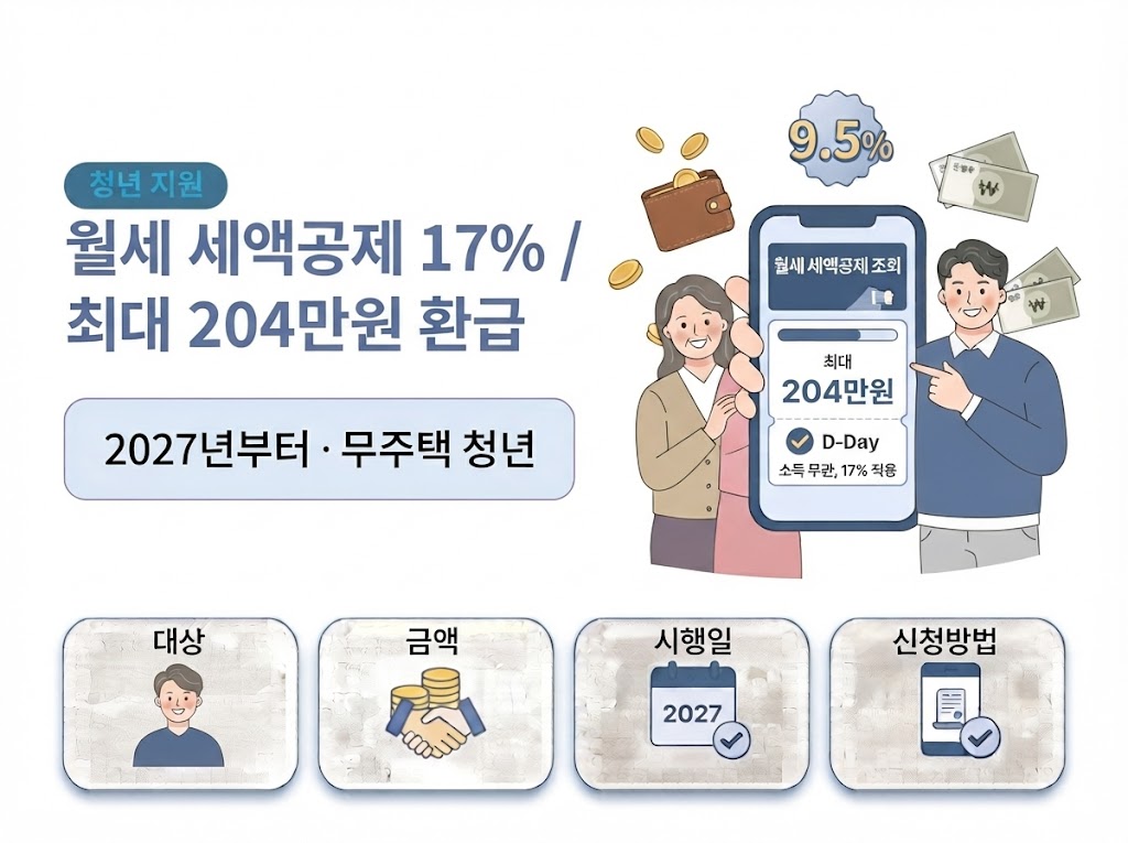 청년 월세 세액공제 17% 확대 안내 인포그래픽 썸네일