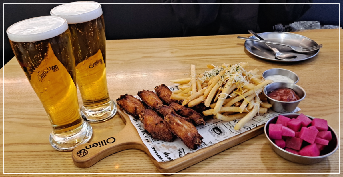 크림생맥주-치킨윙&amp;칩스