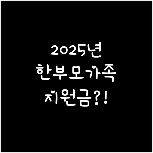2025년 기준 한부모가족 지원금 혜..