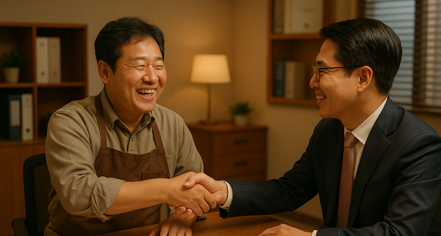 사장님 악수하는 모습