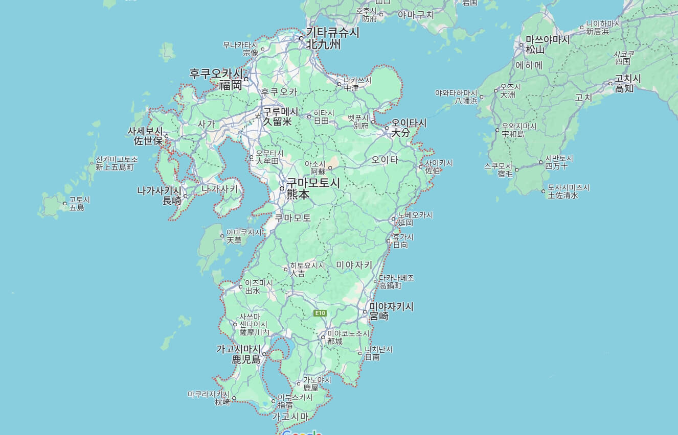 일본 규슈 지도