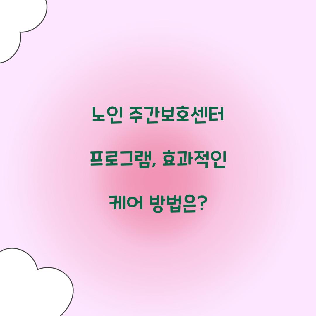 노인 주간보호센터 프로그램
