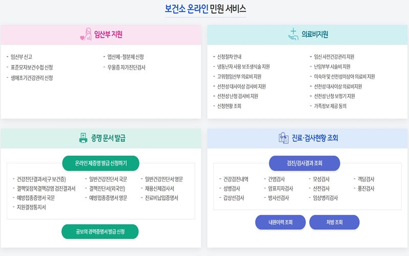 임산부_의료비_지원_증명_문서_발급_진료_및_검사현황_조회