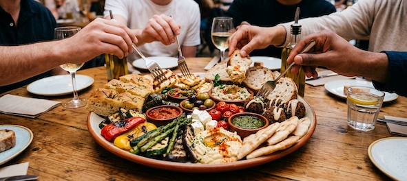 sharing big platter