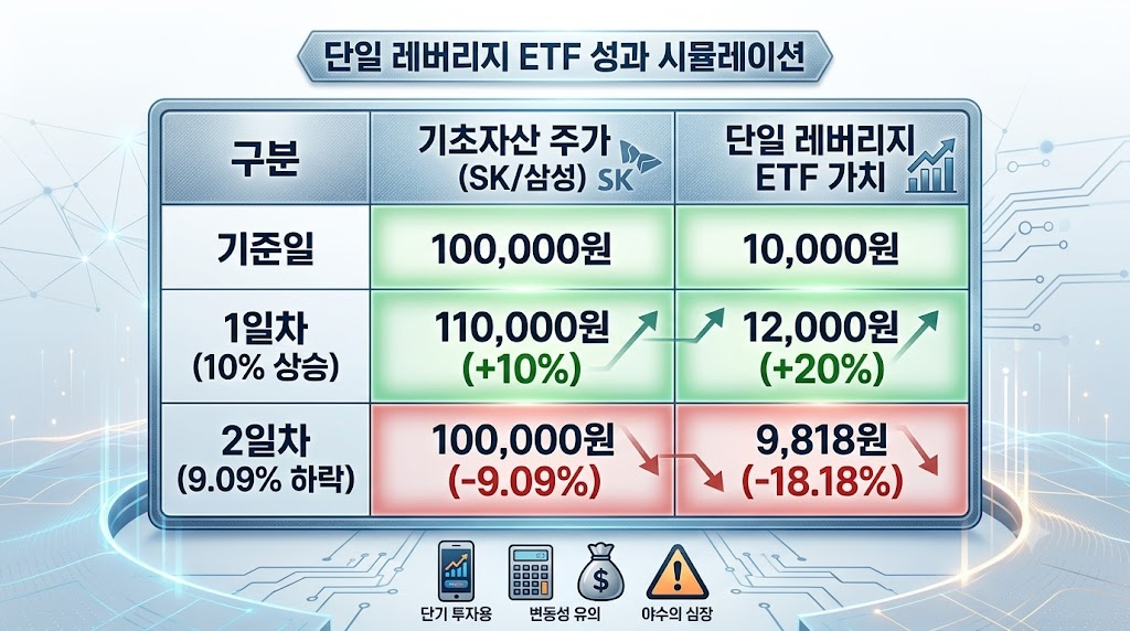 SK하이닉스, 삼성전자 단일 레버리지 ETF 뜻과 매수 조건 위험성 총정리