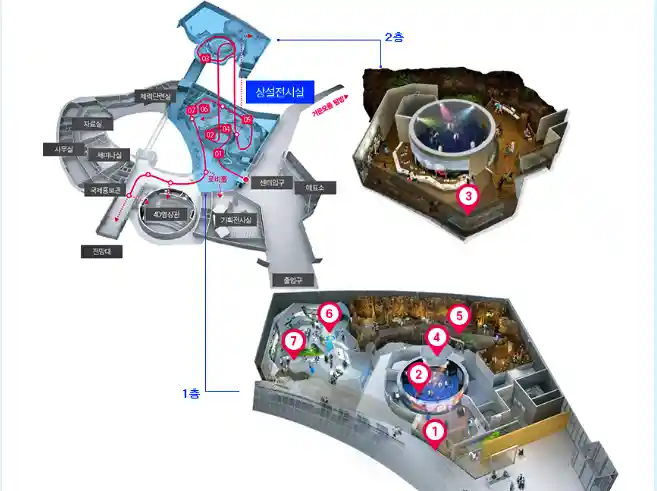 제주세계유산센터 상설전시실 안내 지도 입니다.