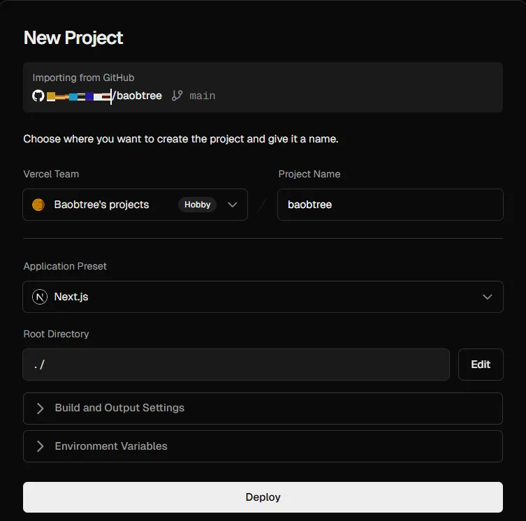 Vercel Import Git Repository GitHub Account