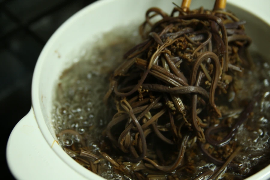고사리 아린맛 없애는 모습