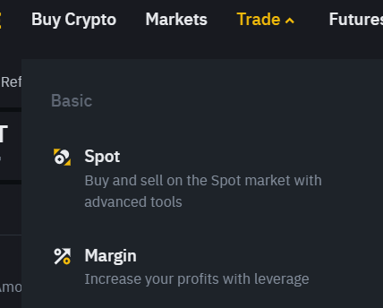 Binance 스팟 인터페이스에 접근하는 방법 본문 이해를 돕는 이미지