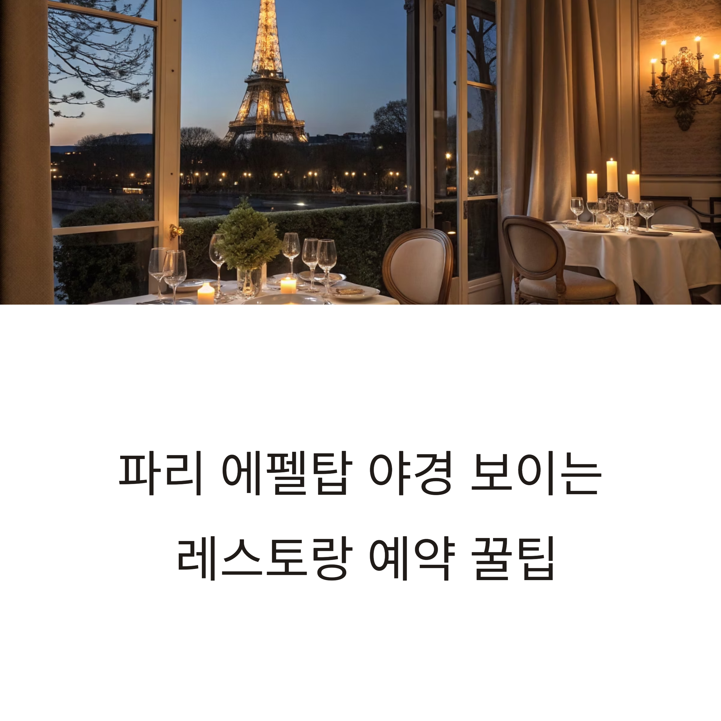 파리 에펠탑 야경 보이는 레스토랑