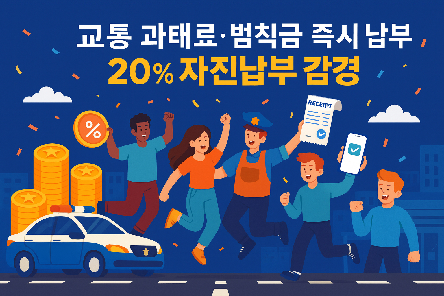 2025 교통 과태료·범칙금 즉시 납부 & 20% 자진납부 감경 가이드 | eFINE · 위택스