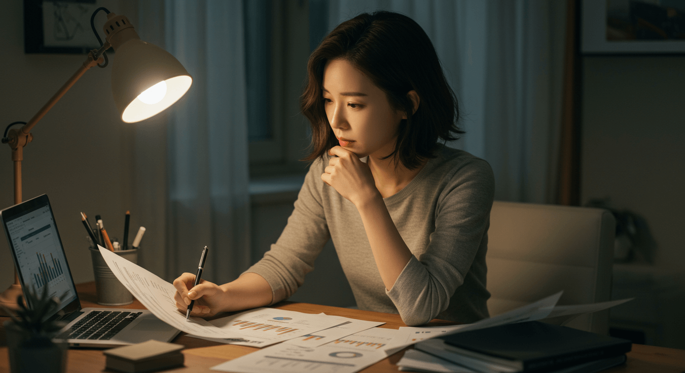 경력단절여성이 취업관련 서류를 검토하는 모습
