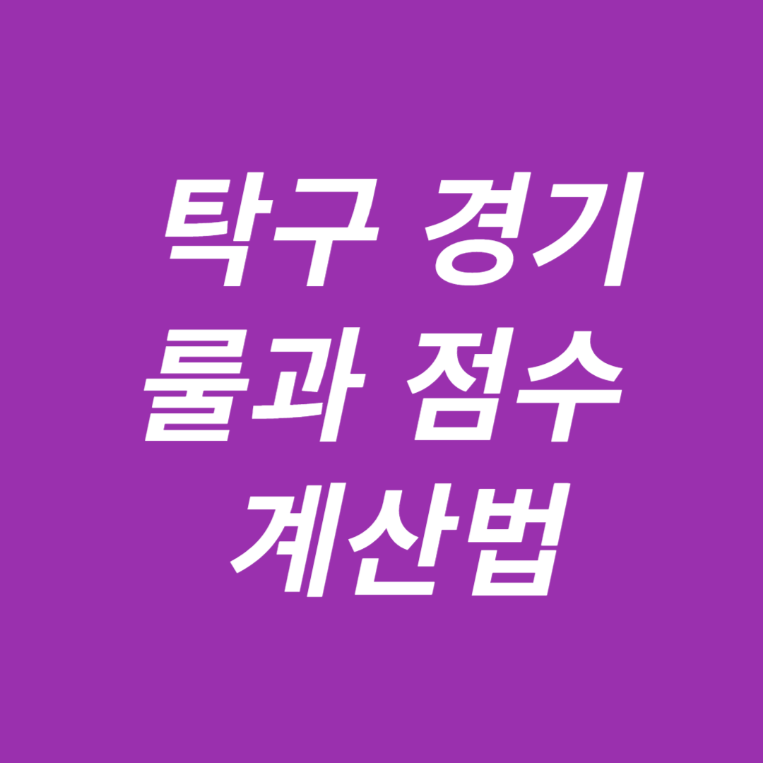 탁구 경기 룰과 점수 계산법