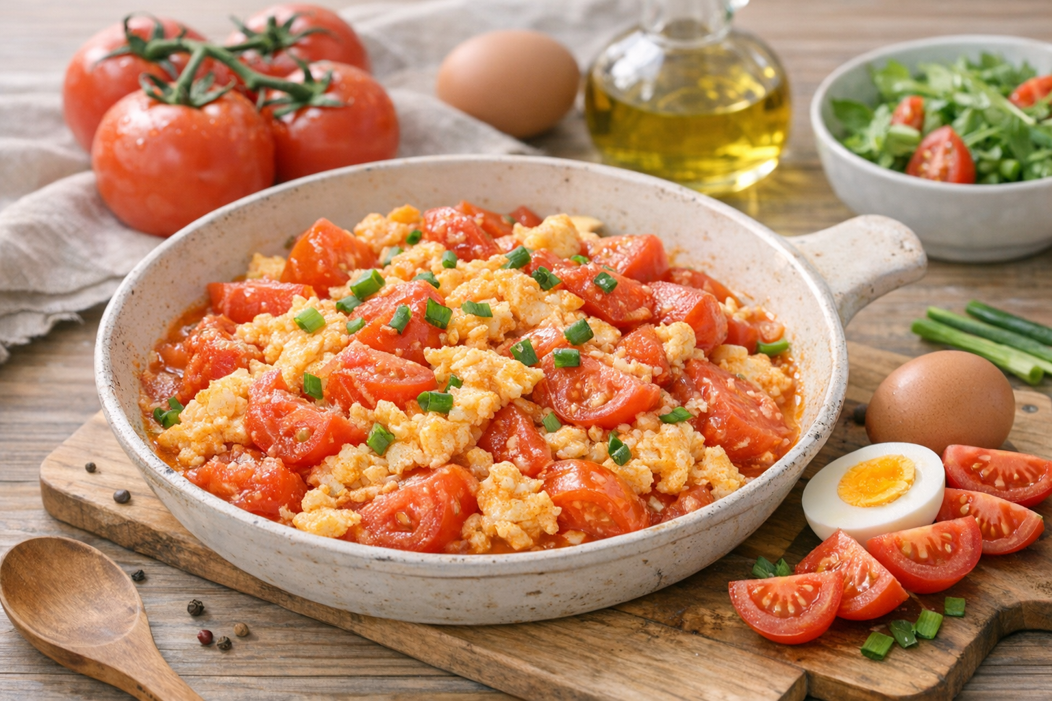 토마토와 달걀 요리 이미지