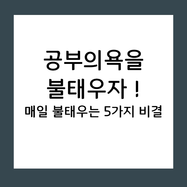 동기 부여 공부 의욕을 매일 불태우는 5가지 비결