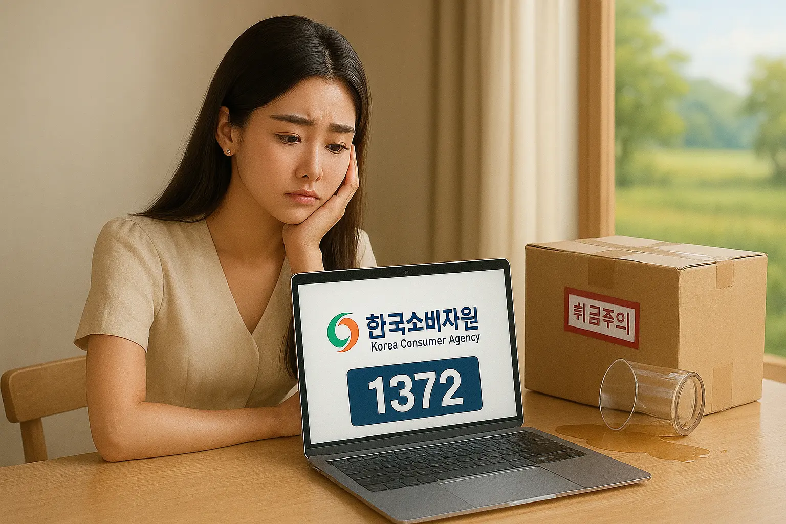 택배 보상 관련 한국소비자원에 상담하는 이미지