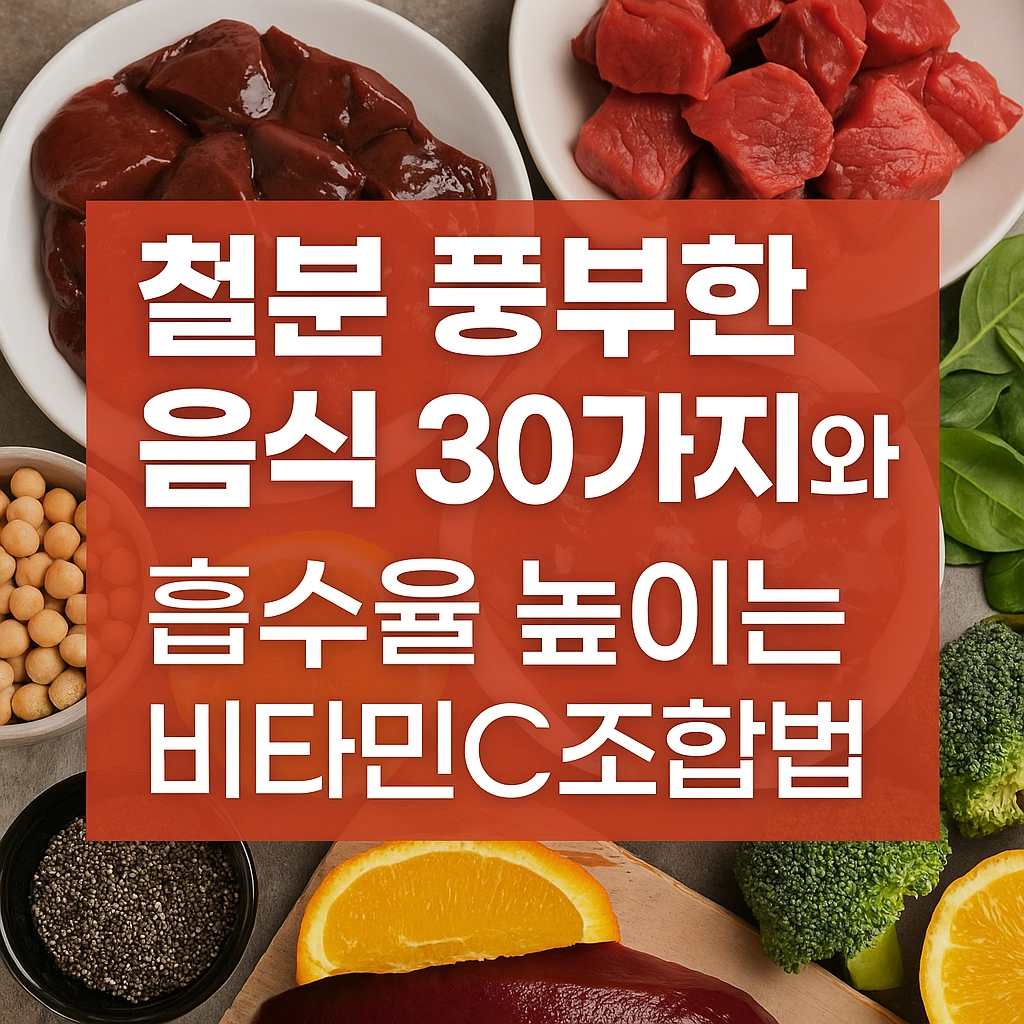 철분 풍부한 음식 30가지와 흡수율 높이는 비타민C 조합법