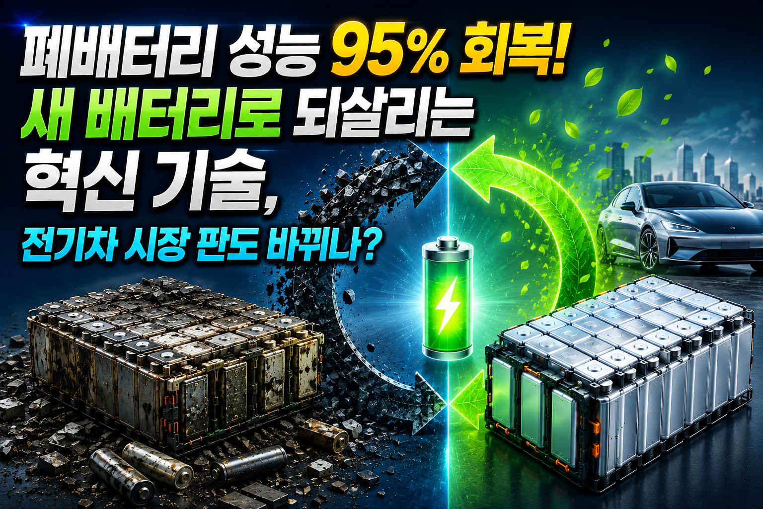 폐배터리 성능 95% 회복! 새 배터리로 되살리는 혁신 기술, 전기차 시장 판도 바뀌나? 관련 사진