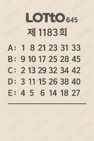1183회 로또 당첨번호 예상 예측