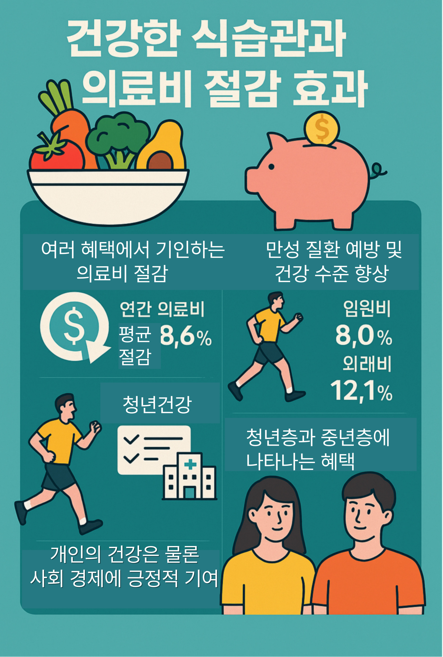 건강한 식습관과 의료비 절감 효과 관련 이미지