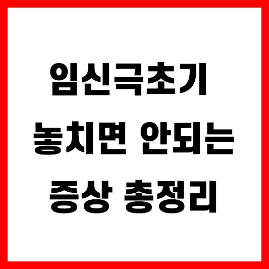 임신극초기&#44;증상