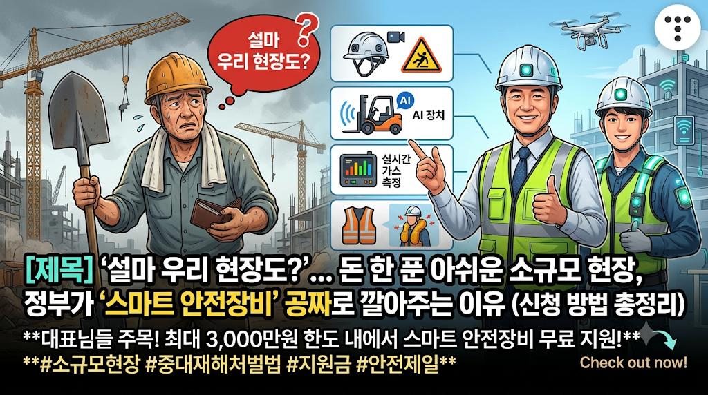 &ldquo;설마 우리 현장도?&rdquo;... 돈 한 푼 아쉬운 소규모 현장, 정부가 &lsquo;스마트 안전장비&rsquo; 공짜로 깔아주는 이유 (신청 방법 총정리)