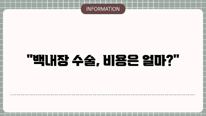 백내장 노안 수술의 비용: