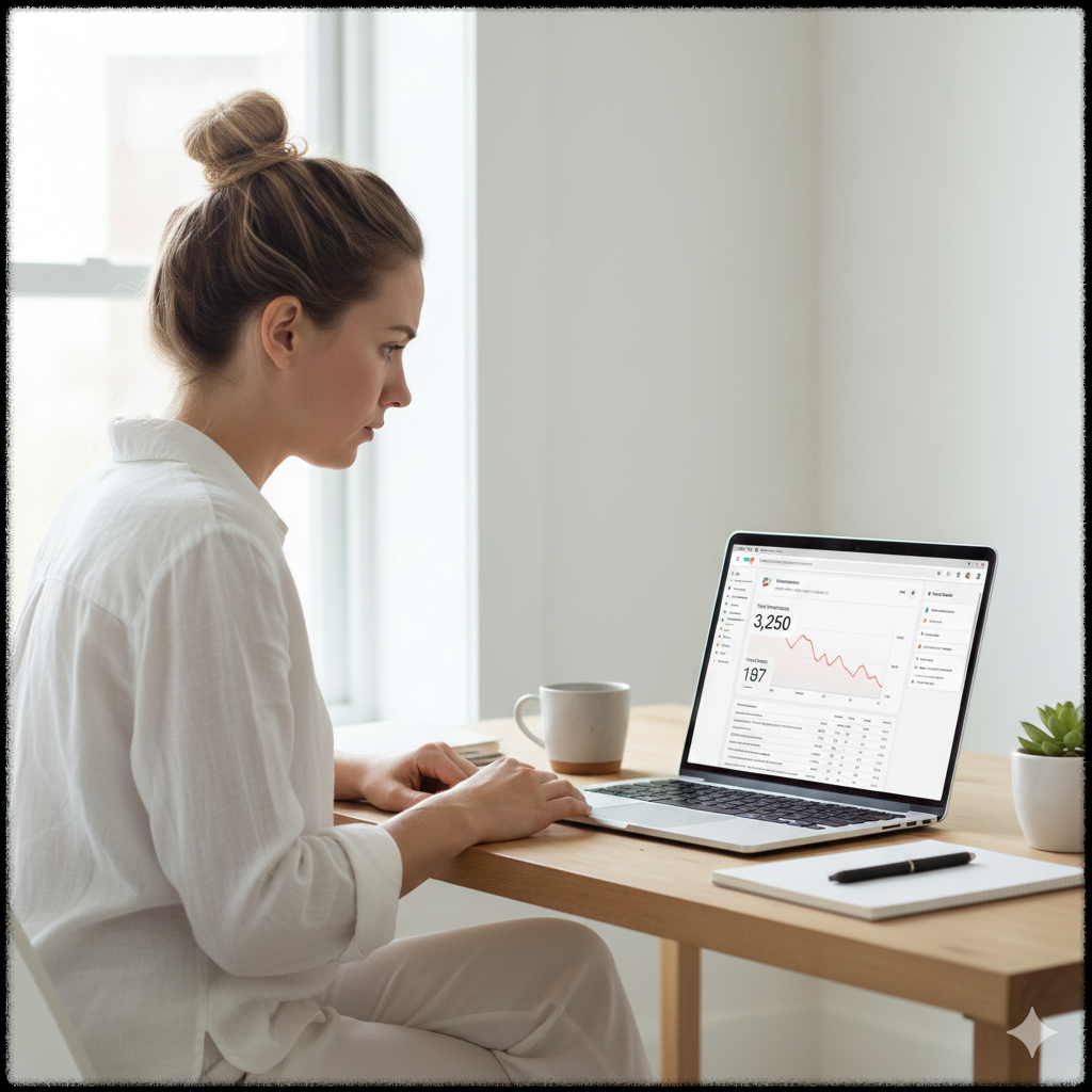 블로그 유입이 거의 없어 검색 통계를 확인하는 모습