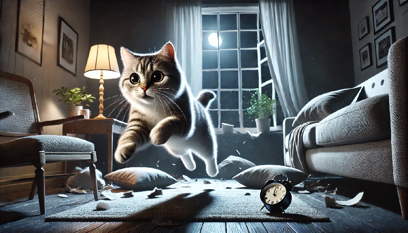 고양이가 밤에 갑자기 미친듯이 날뛰는 이유