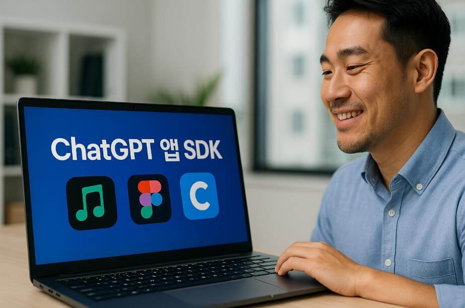챗GPT 앱 SDK로 다양한 외부 앱과 연동하는 모습