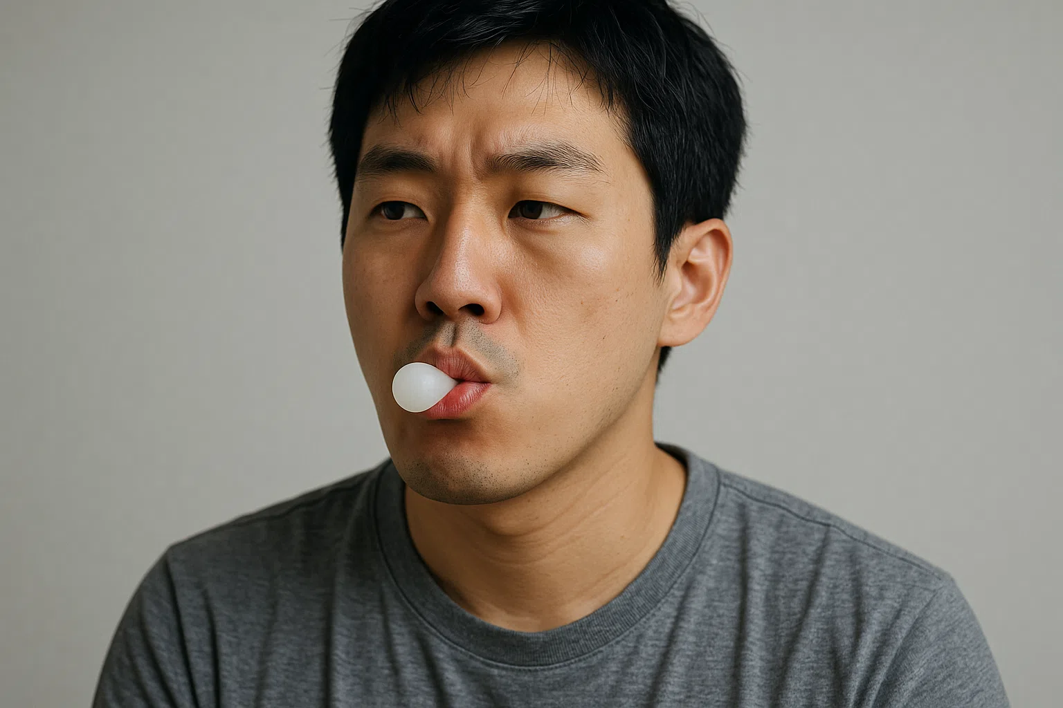 껌을 씹는 장면