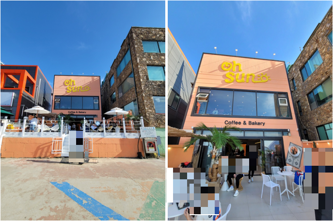 방아머리 해변에서 바라본 오썬 카페