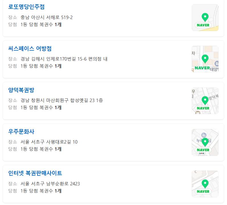 로또 1081회차 1등 판매점