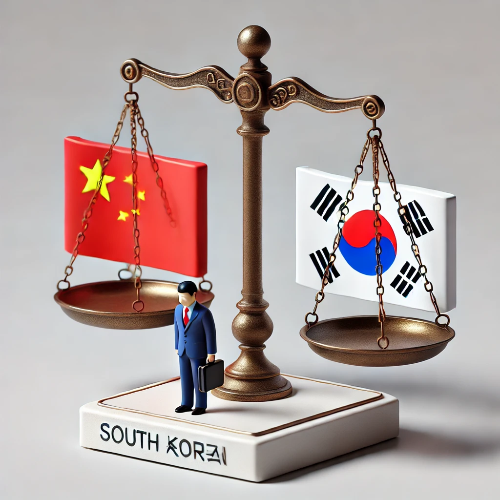 한국과 중국의 공무원 임용 차이를 상징적으로 표현
