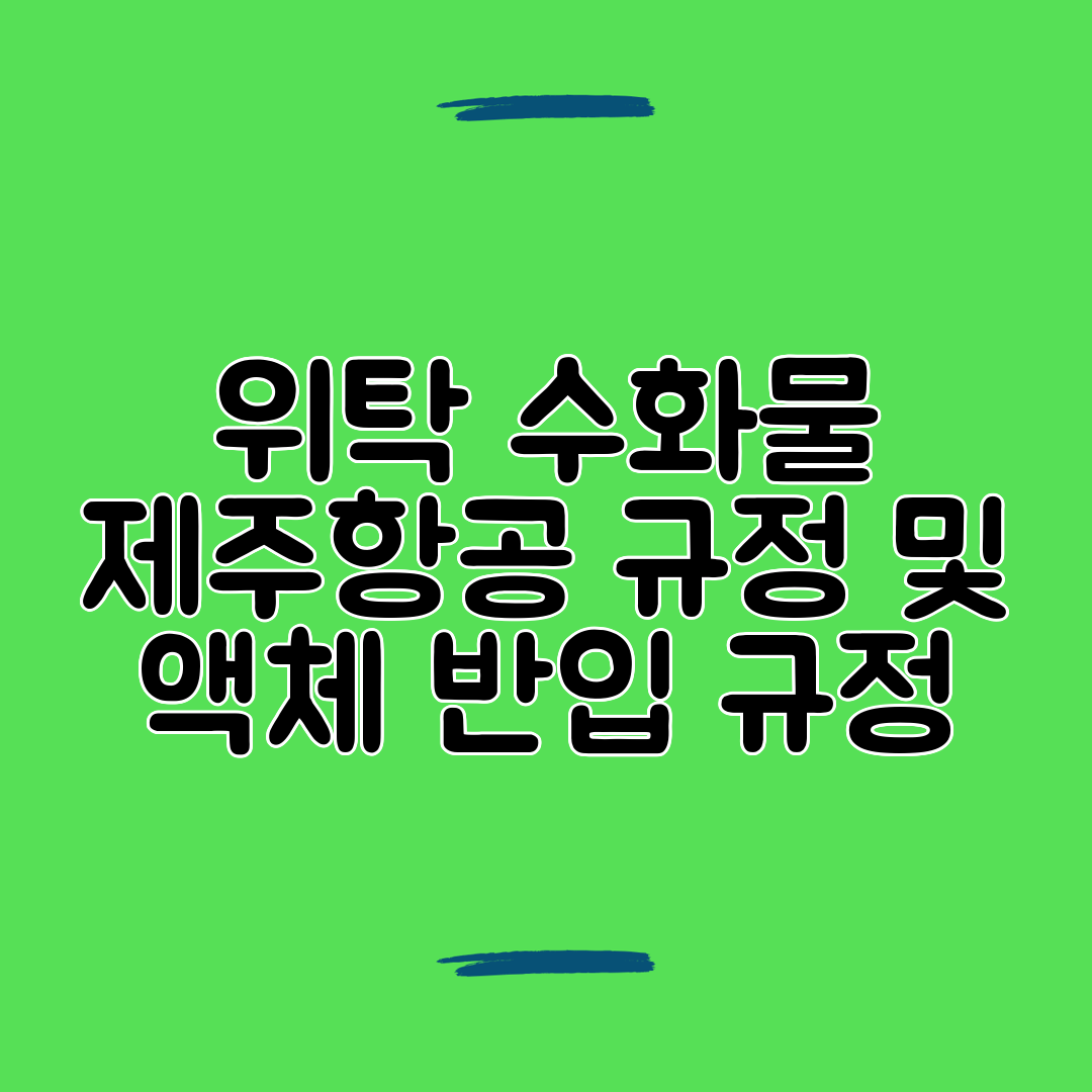 위탁 수화물 제주항공 규정 및 액체 반입 규정