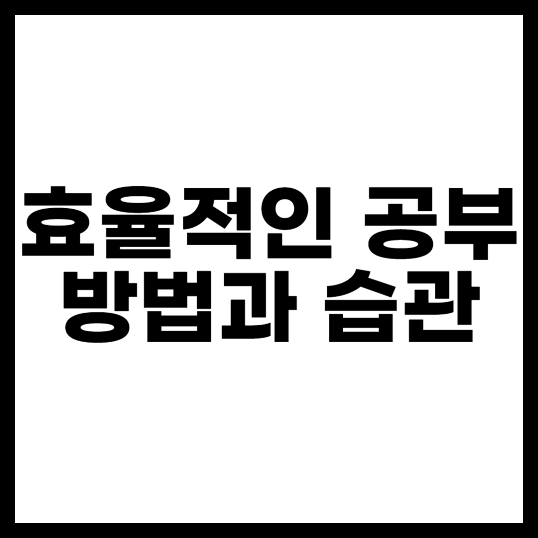 효율적인 공부 방법과 습관