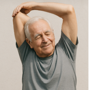 가벼운 스트레칭을 하고 있는 노인의 모습