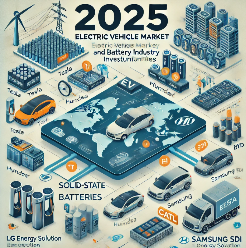 전기차 및 배터리 산업 투자 전략을 시각적으로 표현한 이미지