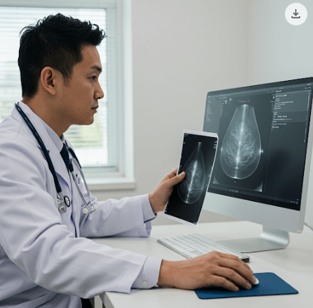 유방암 검사를 하는 의사