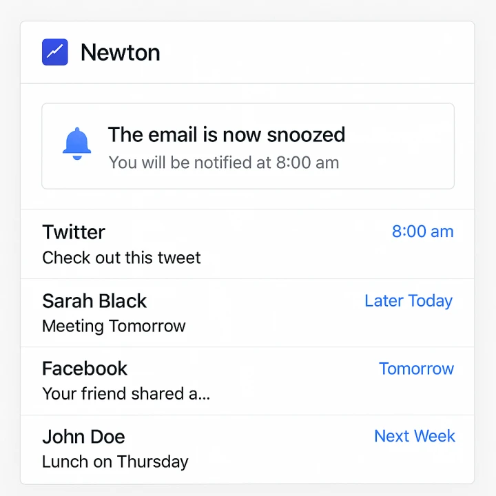 Newton Snooze 기능 UI