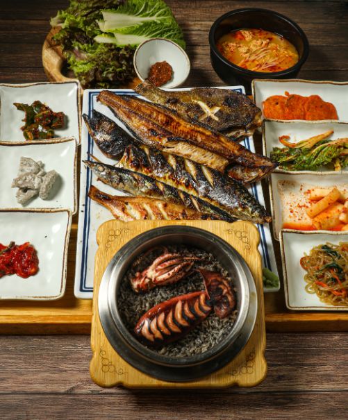 오징어먹물솥밥+화덕생선구이