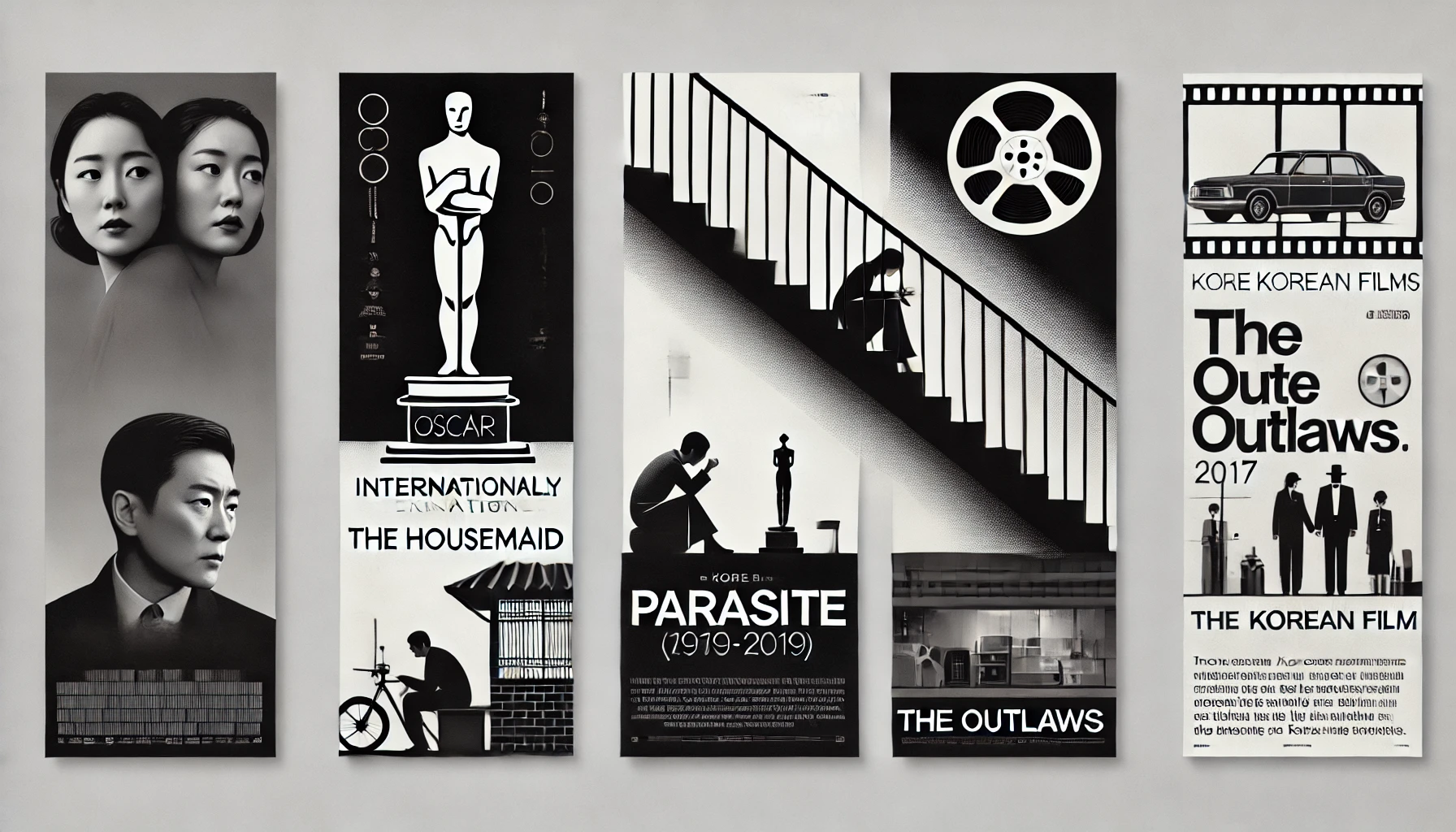 Oscar statue and Korean movies' banners