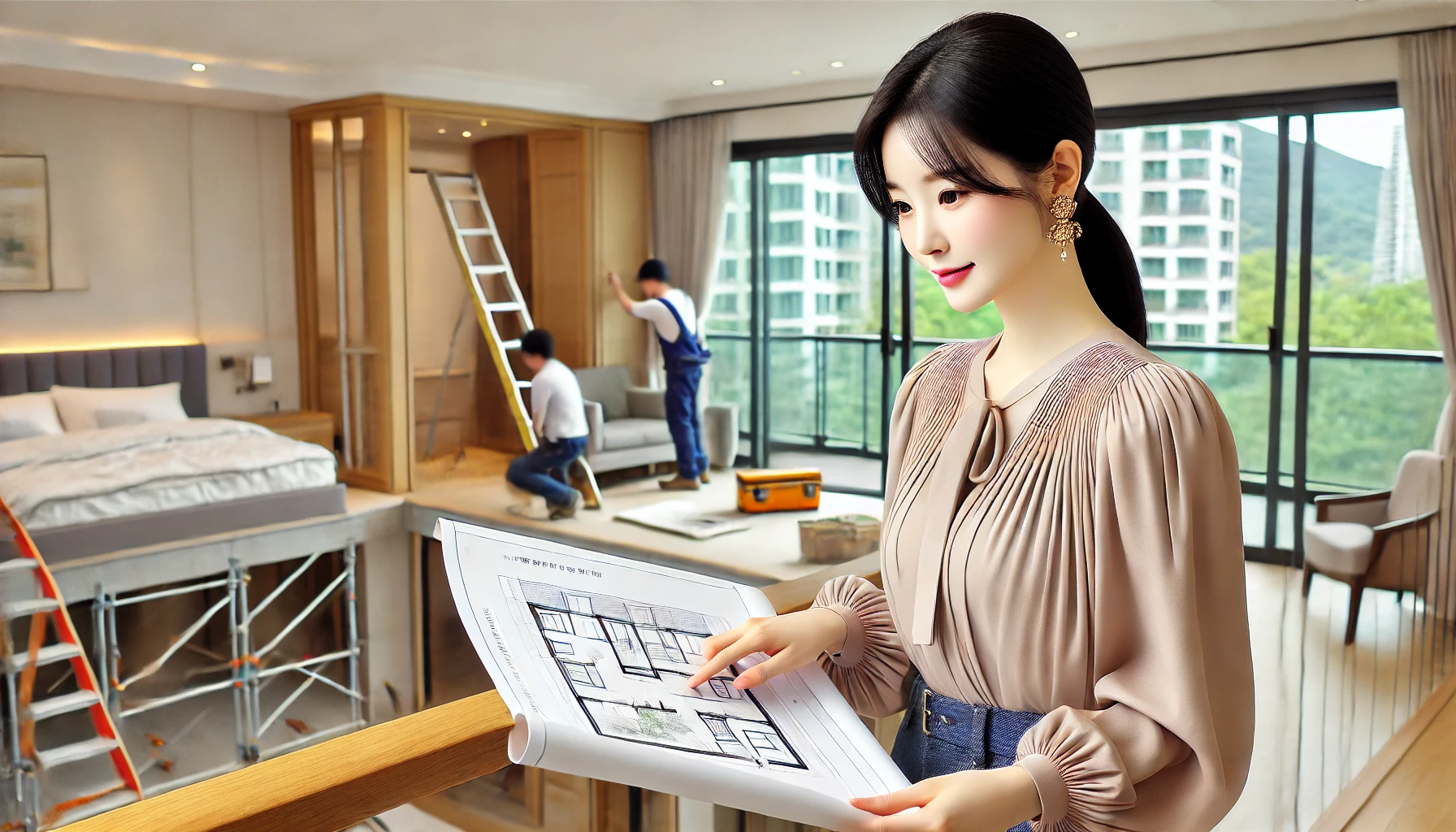 아파트 발코니 확장 공사하는 이미지