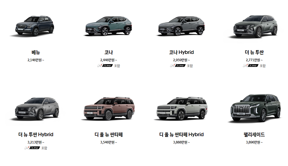현대차 SUV 라인업