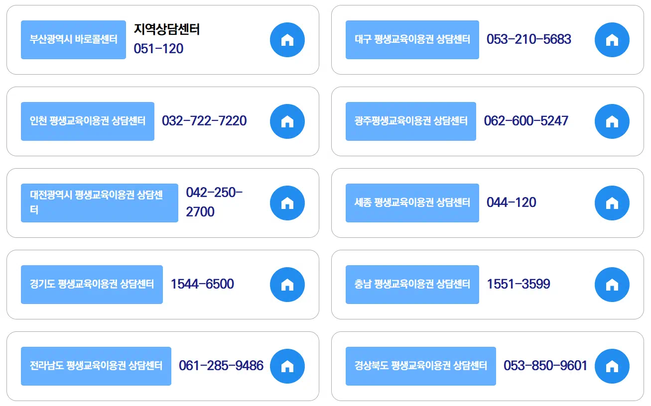 평생교육 바우처 상담가능 전화번호