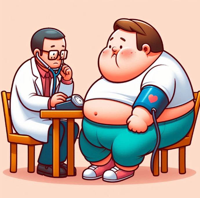 과도한 체중으로 진료를 받고 있는 남성