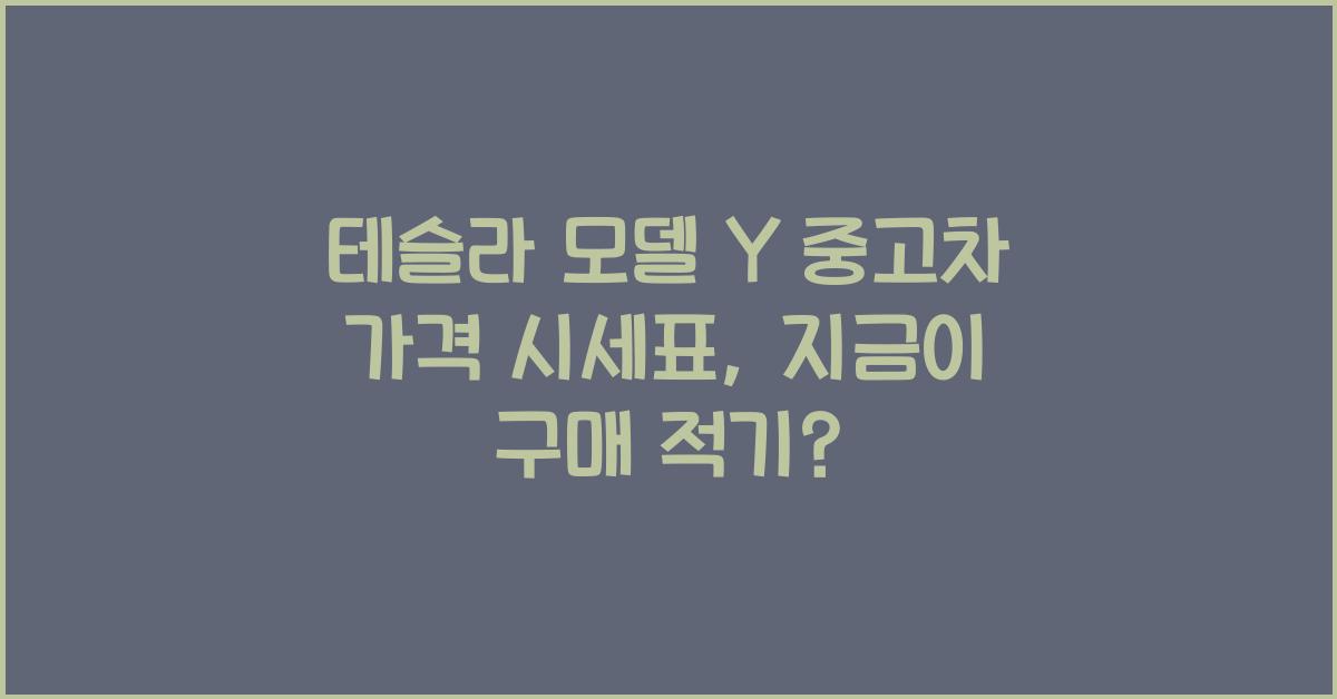 테슬라 모델 Y 중고차 가격 시세표