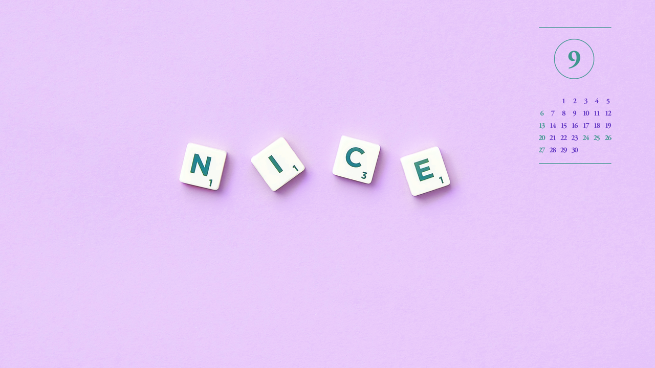 08 알파벳 Nice A - 2026년9월 달력배경화면